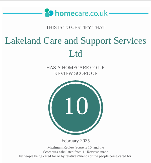 Lakeland Care Celebrates a Perfect 10/10 on Homecare.co.uk!